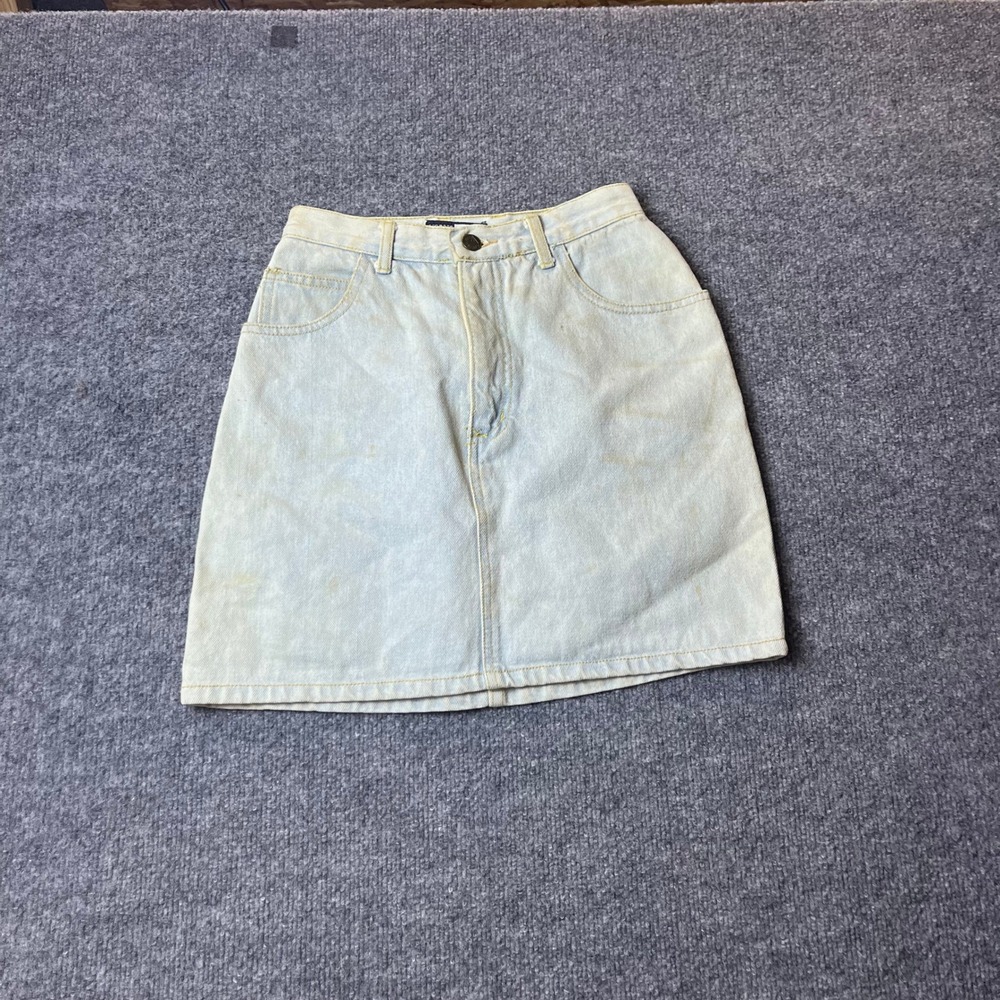 Guess Denim Skirt Womens 24 Light Wash Cotton Vintage Mini Distressed Stained